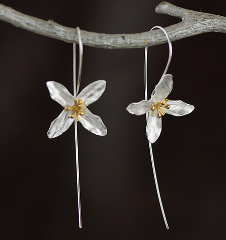 Handmade Sterling Silver Lilac Earrings